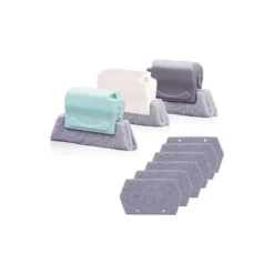 Clearance Rengöringsborstar för springor och 6 ersättningsdynor, rengöringsborstar för rengöring av alla hörn av fönster och dörrar, grå, grön, benvit_QF