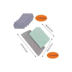 Clearance Rengöringsborstar för springor och 6 ersättningsdynor, rengöringsborstar för rengöring av alla hörn av fönster och dörrar, grå, grön, benvit_QF