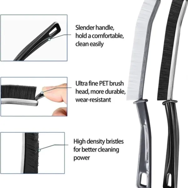 New Rengöringsborste för badrumssprickor, liten fönsterdörrsspårsrengöringsborste, detaljerad rengöringsborste (Blandad (2 st))