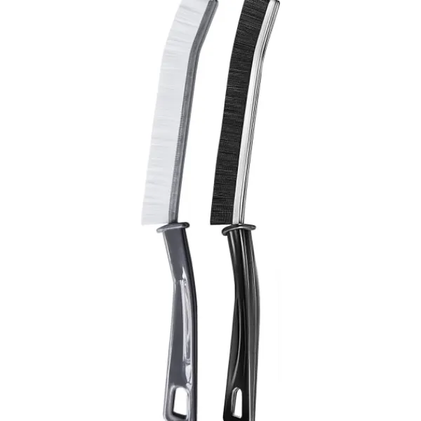 Hot Rengöringsborste för badrumssprickor, små fönsterdörrspår Spårspårrengöring skurborste, detaljrengörande skurborste (blandad (2 st))