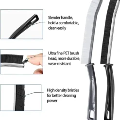Hot Rengöringsborste för badrumssprickor, små fönsterdörrspår Spårspårrengöring skurborste, detaljrengörande skurborste (blandad (2 st))