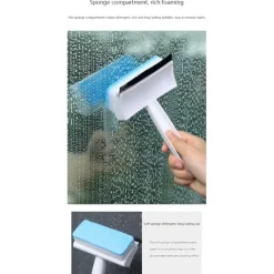 Best JIUSAIRUI Rengöringsborste för fönsterglas Dubbelsidig svamptorkare 18*11.5*4,.5cm blue