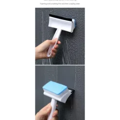 Best JIUSAIRUI Rengöringsborste för fönsterglas Dubbelsidig svamptorkare 18*11.5*4,.5cm blue