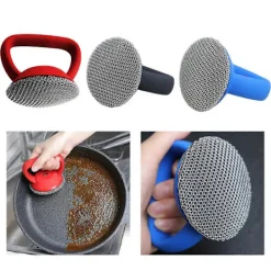 Discount Fww Rengöringsborste med handtag, metallnät, skrubbborste, diskborste Red