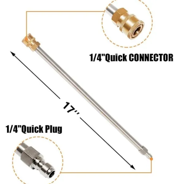 Online Rengöringsförlängningsstav 17 tum rostfritt stål 1/4 tum anslutningsmunstycke för högtryckstvätt