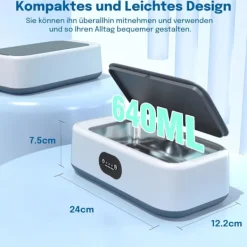 Clearance Rengöringsmedel, 640 ml 49000 Hz, 40 W smyckesrengörare, 3 timerinställningar, kan användas för att rengöra smycken, glasögon