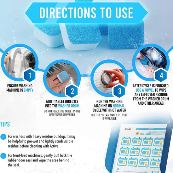 New Rengöringsmedel och avkalkningsmedel för tvättmaskiner, 24-pack