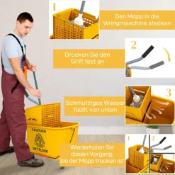 Hot Northio Rengöringsvagn med hjul, 20L Kapacitet, Gul