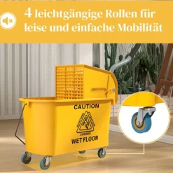 Hot Northio Rengöringsvagn med hjul, 20L Kapacitet, Gul