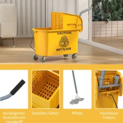 Hot Northio Rengöringsvagn med hjul, 20L Kapacitet, Gul