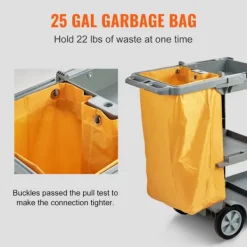 Best DUOKU Rengöringsvagn--Handräkningsvagn för kommersiellt bruk med 3 hyllor-Kapacitet 200 lb-Plaststädvagn