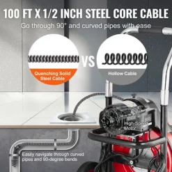 Discount DUOKU Reningsmaskin för avlopp - - D1000 - 100FT x 1/2 Tum - Automatisk matning - 8 skärare Röd + svart