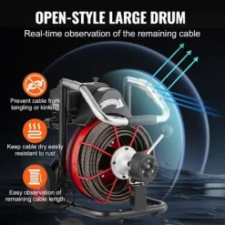 Discount DUOKU Reningsmaskin för avlopp - - D1000 - 100FT x 1/2 Tum - Automatisk matning - 8 skärare Röd + svart