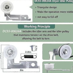 Discount Reparationssats för torktumlare inkluderar DC97-16782A torkvals, DC93-00634A spännrulle, 6602-001655 D