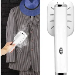 Outlet Resjärn, hopfällbart handhållet ångstrykjärn, roterbart minijärnångare, rynkborttagare, torr och våtstrykning för kläder Hemresor 21,6×7,2cm White