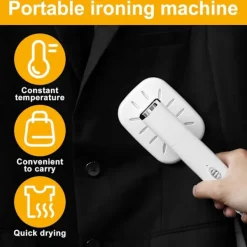 Outlet Resjärn, hopfällbart handhållet ångstrykjärn, roterbart minijärnångare, rynkborttagare, torr och våtstrykning för kläder Hemresor 21,6×7,2cm White