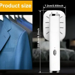 Outlet Resjärn, hopfällbart handhållet ångstrykjärn, roterbart minijärnångare, rynkborttagare, torr och våtstrykning för kläder Hemresor 21,6×7,2cm White