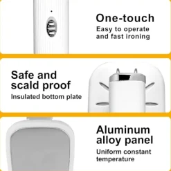 Outlet Resjärn, hopfällbart handhållet ångstrykjärn, roterbart minijärnångare, rynkborttagare, torr och våtstrykning för kläder Hemresor 21,6×7,2cm White