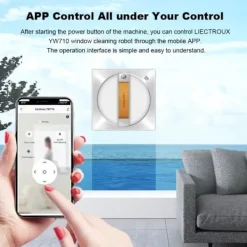 LIECTROUX Robot Fönsterskrapa - - YW710 - Dubbel Spraying - Röstassistent - Hastighet 3,5 minm Vit