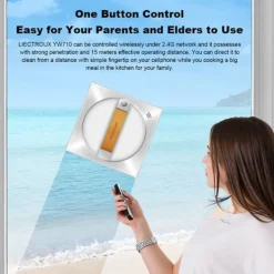 LIECTROUX Robot Fönsterskrapa - - YW710 - Dubbel Spraying - Röstassistent - Hastighet 3,5 minm Vit