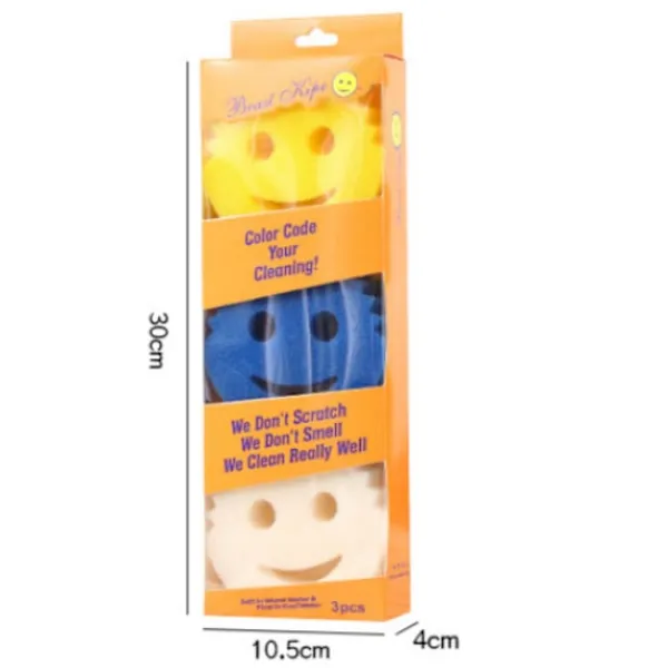 Hot Rolig Skrubbdisk Tråkigt Ansikte, Fläck- och Luktborttagande Honungskakssvamp, Hållbar Rengöringsduk för Hemmakök, Plastsvamp (Set med 3) | Fyndiq Yellow+blue+red