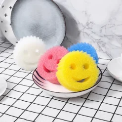 Hot Rolig Skrubbdisk Tråkigt Ansikte, Fläck- och Luktborttagande Honungskakssvamp, Hållbar Rengöringsduk för Hemmakök, Plastsvamp (Set med 3) | Fyndiq Yellow+blue+red
