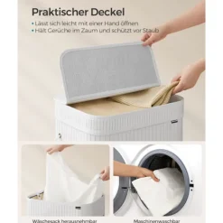 Discount Rootz Living Rootz Bamboo Klädkorg - Tvättkorg - Tvättorganisator - Lättvikt - 31,5 cm x 42,5 cm x 61 cm