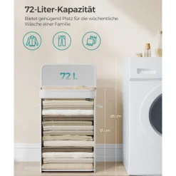 Discount Rootz Living Rootz Bamboo Klädkorg - Tvättkorg - Tvättorganisator - Lättvikt - 31,5 cm x 42,5 cm x 61 cm