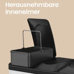 Hot Rootz Living Rootz -skräpseparationssystem - avfallsbink - Kökskål - 45L Kapacitet - Stål och plast - 60,5 x 40,5 x 48,5 cm