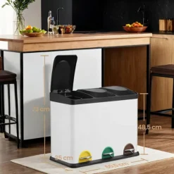 Hot Rootz Living Rootz -skräpseparationssystem - avfallsbink - Kökskål - 45L Kapacitet - Stål och plast - 60,5 x 40,5 x 48,5 cm