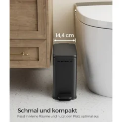 Online Rootz Living Rootz Steel Cosmetic Bin - Svart färg - Pedal Bin - 5 liters kapacitet - 29,9 cm x 14,4 cm x 29 cm - Elegant design - Miljövänlig