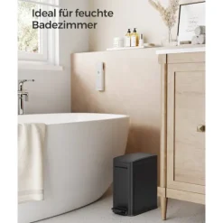 Online Rootz Living Rootz Steel Cosmetic Bin - Svart färg - Pedal Bin - 5 liters kapacitet - 29,9 cm x 14,4 cm x 29 cm - Elegant design - Miljövänlig