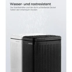 Discount Rootz Living Rootz Steel Cosmetic Bin - Sminkhållare - PP-plasthink - 10 liters kapacitet - 33,5 cm x 16,8 cm x 34,5 cm - Bläck svart