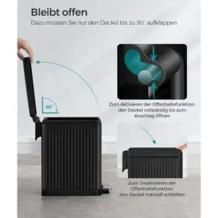 Discount Rootz Living Rootz Steel Cosmetic Bin - Sminkhållare - PP-plasthink - 10 liters kapacitet - 33,5 cm x 16,8 cm x 34,5 cm - Bläck svart