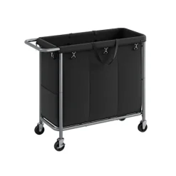 Rootz Living Rootz Tvättkorg 3 Fack 200L - Kåpa med hjul - Organizer Bin - Oxford Tyg - 91cm x 39cm x 81cm