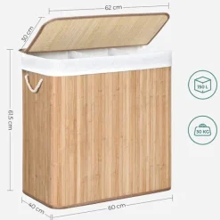 Hot Rootz Living Rootz Tvättkorg - Kompakt tvättkorg - Bärbar tvättkorg - Snygg tvättkorg - Korg - Tvättkorg - Naturlig - 60 x 40 x 61,5 cm