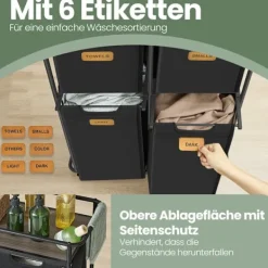 Clearance Rootz Living Rootz tvättkorg - tvättbärare - hämma med hjul - 150L kapacitet - enkel rörlighet - 72,4 cm x 33 cm x 109,1 cm