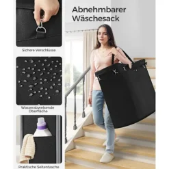 Outlet Rootz Living Rootz tvättkorg på hjul - Rullande korg - Bärbar förvaring - Stålram - 91 cm x 39 cm x 81 cm - Bläcksvart - 600D Oxford-tyg - Lättvikt - Enkel monteri | Fyndiq