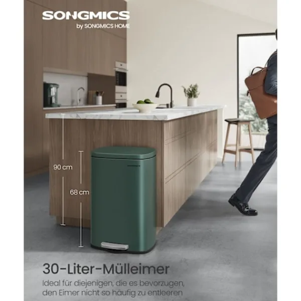 Online Rootz Living Rootz vintage grön stålsoptunna - soptunna - sopkorg - stål- och plastkonstruktion - 43,2 cm x 37,1 cm x 63,2 cm