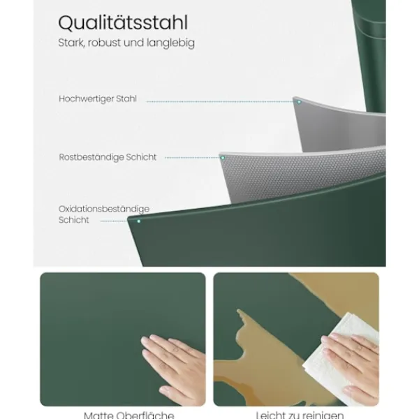 Online Rootz Living Rootz vintage grön stålsoptunna - soptunna - sopkorg - stål- och plastkonstruktion - 43,2 cm x 37,1 cm x 63,2 cm