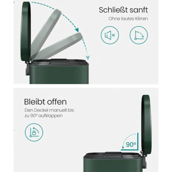 Online Rootz Living Rootz vintage grön stålsoptunna - soptunna - sopkorg - stål- och plastkonstruktion - 43,2 cm x 37,1 cm x 63,2 cm