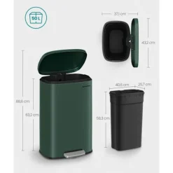 Online Rootz Living Rootz vintage grön stålsoptunna - soptunna - sopkorg - stål- och plastkonstruktion - 43,2 cm x 37,1 cm x 63,2 cm