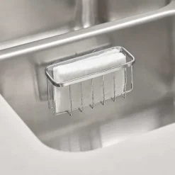 Clearance Rostfri diskho med sugpropp, organiseringskorg, diskhohållare för svampar, skrubbar, tvål