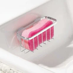 Clearance Rostfri diskho med sugpropp, organiseringskorg, diskhohållare för svampar, skrubbar, tvål