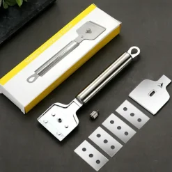 Discount Rostfri skrapa för keramikhäll - Högkvalitativ skrapa med 4 reservblad - Skrapa för fönster, klistermärken och hällar