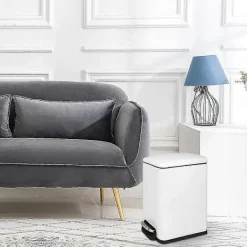 Best Rostfri stål soptunna med lock, mjukstängande, avtagbar inre soptunna, smal liten soptunna