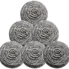 New Rostfri Stålskrubber Skrubb Svampar Rengöring Grytor och Pannor och Stålull för Kök Badrum, Sex
