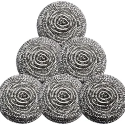 New Rostfri Stålskrubber Skrubb Svampar Rengöring Grytor och Pannor och Stålull för Kök Badrum, Sex