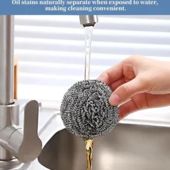 New Rostfri Stålskrubber Skrubb Svampar Rengöring Grytor och Pannor och Stålull för Kök Badrum, Sex