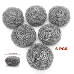 Outlet Rostfri Stålskrubber, Skursvamp, Stålullsskrubber för Kök, Badrum och Mer Starkt Motstånd 5cm 6PCS